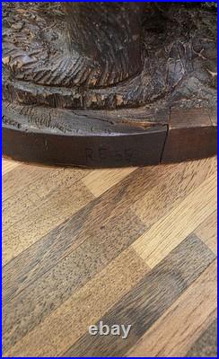 Standing Black Forest Bear Humidor with Ashtray Swiss Woodcarving Standing Black Forest Bear Humidor with Ashtray Swiss Woodcarving