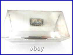 Sterling Silver Abercrombie & Fitch Sailing Ships Humidor Made in England 7x3.5