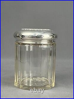 Sterling Silver & Cut Glass 5 ¾ Humidor Tobacco Jar with Mono 96 grams