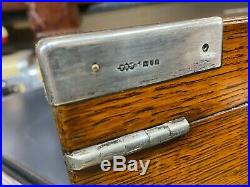 Superb Army & Navy Hallmarked Silver & Oak Campaign Cigar Humidor Desk Box C1897