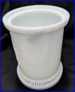 TJ. Antique Queen Victoria Milk Glass Covered Cheroot Cigar Jar Humidor 8.25 T