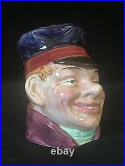 TOBACCO JAR Antique Majolica SMILING BOY WITH CAP Humidor Austria Early 20th C