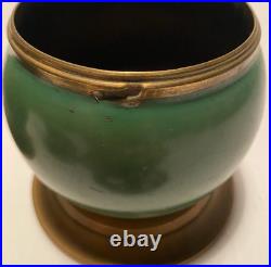 The Commodor Set of Two Cigar Humidor and Ash Container Brass/Green Vintage