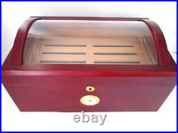 Thompson Co. 1915 Cigar Humidor Cherry Finish 2 Tier Glass Barrel Top