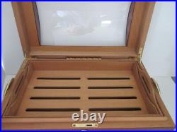 Thompson Co. 1915 Cigar Humidor Cherry Finish 2 Tier Glass Barrel Top