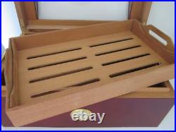 Thompson Co. 1915 Cigar Humidor Cherry Finish 2 Tier Glass Barrel Top