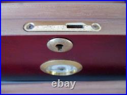 Thompson Co. 1915 Cigar Humidor Cherry Finish 2 Tier Glass Barrel Top