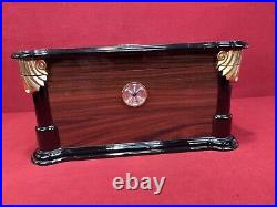 Thompson & Co 1915 Large Glass-Top Wood Desktop Cigar Humidor