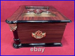 Thompson & Co 1915 Large Glass-Top Wood Desktop Cigar Humidor