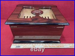 Thompson & Co 1915 Large Glass-Top Wood Desktop Cigar Humidor