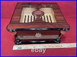 Thompson & Co 1915 Large Glass-Top Wood Desktop Cigar Humidor