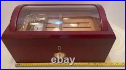 Thompson & Co 1915 Wood Barrel Top Cigar Humidor / Le Veil Humidifier / Ash Tray