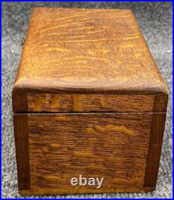 Tiger Oak Wood Box Humidor Tobacco Tea Seeds Victorian Antique Tin Lined