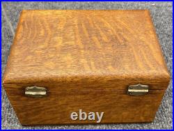 Tiger Oak Wood Box Humidor Tobacco Tea Seeds Victorian Antique Tin Lined