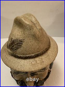 Tobacco Jar Humidor Studio Pottery Figural Moustached Man Head Unique 9 Vintage