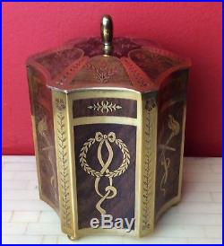 Tobacco humidor antique Erhard Sohne brass inlaid box