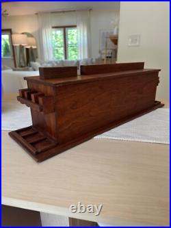 UNIQUE Vintage Custom Walnut Pipe Tobacco Humidor Wood Arts Crafts Mid Century