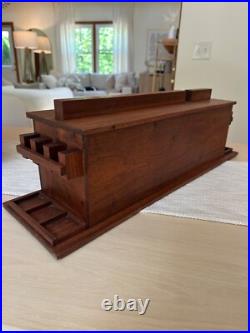 UNIQUE Vintage Custom Walnut Pipe Tobacco Humidor Wood Arts Crafts Mid Century