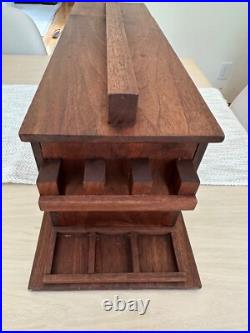 UNIQUE Vintage Custom Walnut Pipe Tobacco Humidor Wood Arts Crafts Mid Century