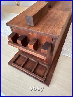UNIQUE Vintage Custom Walnut Pipe Tobacco Humidor Wood Arts Crafts Mid Century