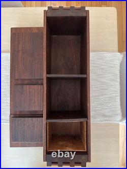 UNIQUE Vintage Custom Walnut Pipe Tobacco Humidor Wood Arts Crafts Mid Century