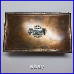 USA made Antique Arts + Crafts Heintz Sterling on Bronze Humidor Box 1912-1930