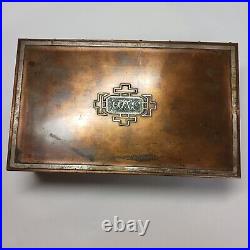 USA made Antique Arts + Crafts Heintz Sterling on Bronze Humidor Box 1912-1930