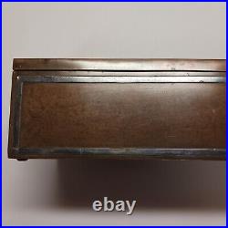 USA made Antique Arts + Crafts Heintz Sterling on Bronze Humidor Box 1912-1930