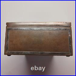 USA made Antique Arts + Crafts Heintz Sterling on Bronze Humidor Box 1912-1930