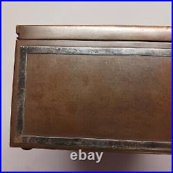 USA made Antique Arts + Crafts Heintz Sterling on Bronze Humidor Box 1912-1930