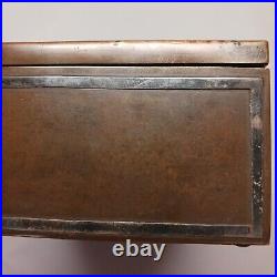 USA made Antique Arts + Crafts Heintz Sterling on Bronze Humidor Box 1912-1930