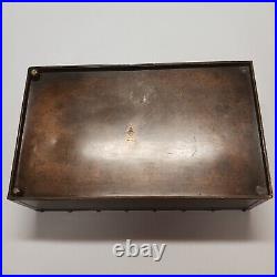 USA made Antique Arts + Crafts Heintz Sterling on Bronze Humidor Box 1912-1930