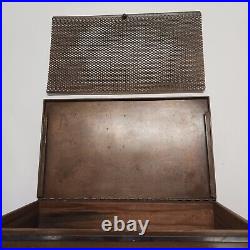 USA made Antique Arts + Crafts Heintz Sterling on Bronze Humidor Box 1912-1930