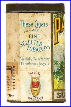 Ultra scarce 1910s Pappoose paper label humidor 25 cigar tin in very good cond