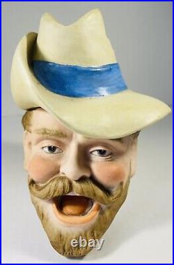 Unusual Austrian Figural Tobacco Humidor Cowboy / Westerner Bust 19th Century