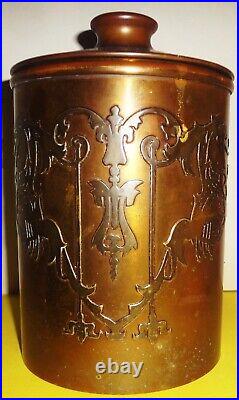 VHTF -Arts & Crafts 1920s SILVERCREST tobacco HUMIDOR #4434-ORIGINAL GLASS LINER