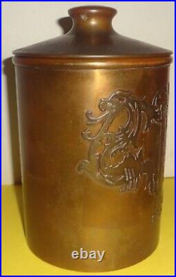VHTF -Arts & Crafts 1920s SILVERCREST tobacco HUMIDOR #4434-ORIGINAL GLASS LINER