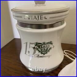 VIAJE Cigar 15TH Anniversary 2007-2022 Silver Humidor Jar Ceramic Empty w Box