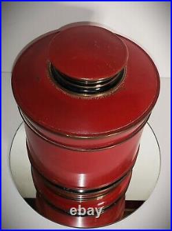 VINTAGE 1930s CIGAR TOBACCO HUMIDOR DELUX Scarce Brass & Copper Red Enamel