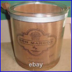 VINTAGE DON MARCOS Cedar Lined GLASS CIGAR HUMIDOR JAR LEATHER STRAP & LABELS