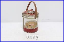 VINTAGE H UPMANN Cedar Lined GLASS CIGAR HUMIDOR JAR LEATHER STRAP