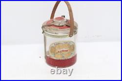 VINTAGE H UPMANN Cedar Lined GLASS CIGAR HUMIDOR JAR LEATHER STRAP