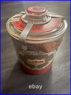 VINTAGE H UPMANN Cedar Lined GLASS CIGAR HUMIDOR JAR LEATHER STRAP VINTAGE H UPMANN Cedar Lined GLASS CIGAR HUMIDOR JAR LEATHER STRAP