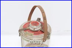 VINTAGE H UPMANN Cedar Lined GLASS CIGAR HUMIDOR JAR LEATHER STRAP