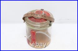 VINTAGE H UPMANN Cedar Lined GLASS CIGAR HUMIDOR JAR LEATHER STRAP