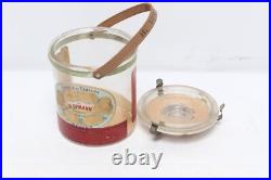 VINTAGE H UPMANN Cedar Lined GLASS CIGAR HUMIDOR JAR LEATHER STRAP