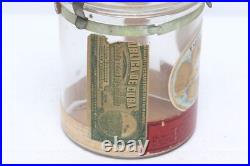 VINTAGE H UPMANN Cedar Lined GLASS CIGAR HUMIDOR JAR LEATHER STRAP