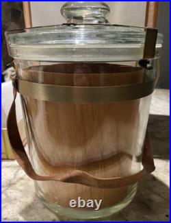 VINTAGE H UPMANN Cedar Lined GLASS CIGAR HUMIDOR JAR LEATHER STRAP With Box