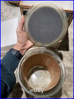 VINTAGE H UPMANN Cedar Lined GLASS CIGAR HUMIDOR JAR LEATHER STRAP With Box