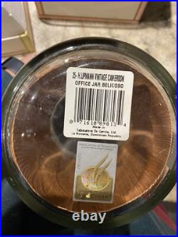 VINTAGE H UPMANN Cedar Lined GLASS CIGAR HUMIDOR JAR LEATHER STRAP With Box